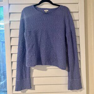 Pilcro Textured Boat-Neck Sweater Relaxed Cropped Top in Purple - Size S